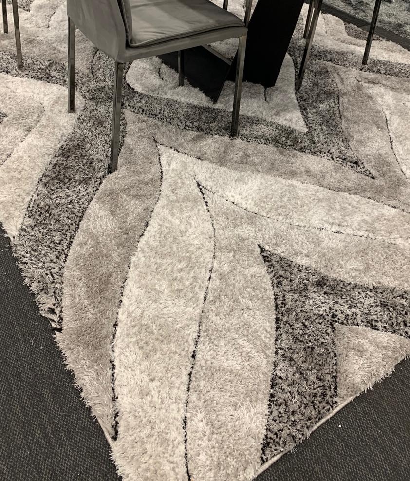 SR-721 Polyester Fabric - Plush Fluffy Shine 3D Geometric Design, Red/Silver/Yellow, 2' X 3", 5' 3" X 7' 5", 7' 6" X 10' 3" (1 Rug)