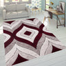 SR-721 Polyester Fabric - Plush Fluffy Shine 3D Geometric Design, Red/Silver/Yellow, 2' X 3", 5' 3" X 7' 5", 7' 6" X 10' 3" (1 Rug)