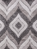 SR-721 Polyester Fabric - Plush Fluffy Shine 3D Geometric Design, Red/Silver/Yellow, 2' X 3", 5' 3" X 7' 5", 7' 6" X 10' 3" (1 Rug)