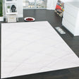 SR-722 Polyester Fabric - White/Black 3D Lines, Shag Area Rug, 2" Pile Height (1 Piece)