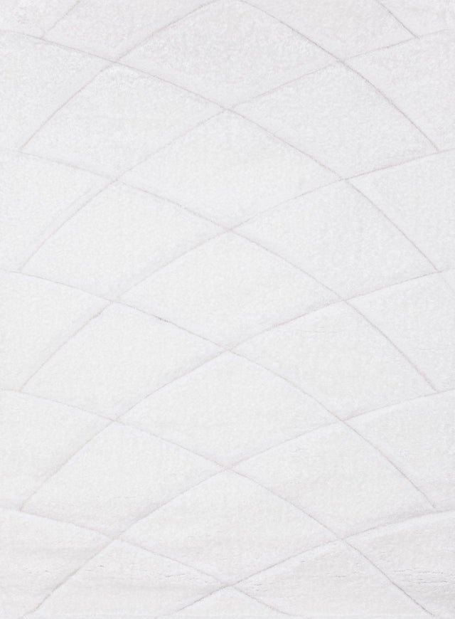 SR-722 Polyester Fabric - White/Black 3D Lines, Shag Area Rug, 2" Pile Height (1 Piece)