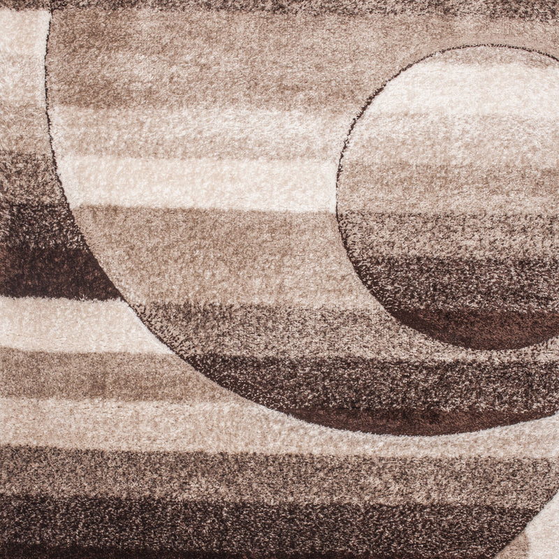 SR-723 Polyester Fabric - Earth Tones Brown Beige 3D Geometric Shag Area Rug, 2" Pile Height (1 Piece)