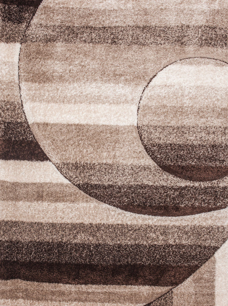 SR-723 Polyester Fabric - Earth Tones Brown Beige 3D Geometric Shag Area Rug, 2" Pile Height (1 Piece)