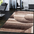 SR-723 Polyester Fabric - Earth Tones Brown Beige 3D Geometric Shag Area Rug, 2" Pile Height (1 Piece)