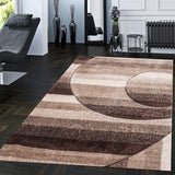 SR-723 Polyester Fabric - Earth Tones Brown Beige 3D Geometric Shag Area Rug, 2" Pile Height (1 Piece)