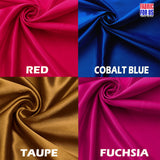 Shiny Stretch Super Satin Polyester Spandex Fabric - Taupe, Fuchsia, Red, Cobalt Blue, 60" Width