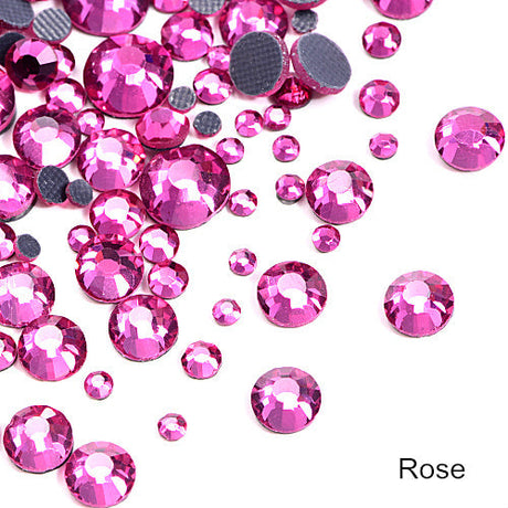 Hot Fix Rhinestones Rose Hot Fix Rhinestones - Rose, Loose Rhinestones (SS6/2MM, SS10/3MM, SS16/4MM, SS20/5MM, SS30/6MM) (1 Bag)