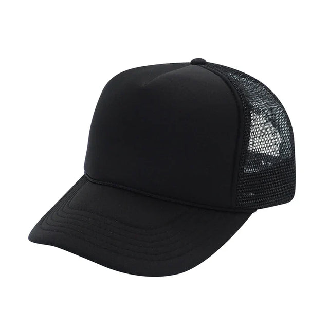 Trucker Hats Caps Fabric - Black, Adjustable (1 Unit)