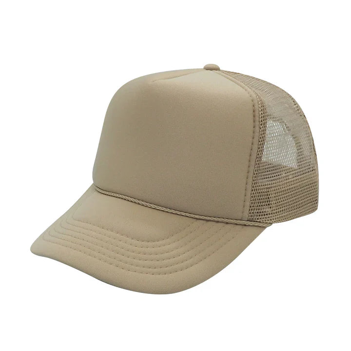 Trucker Hats Caps Fabric - Khaki, Adjustable Size (1 Unit)