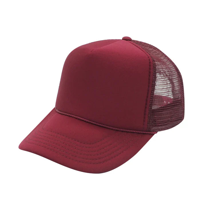 Trucker Hats Caps Fabric - Maroon, Adjustable (1 Unit)