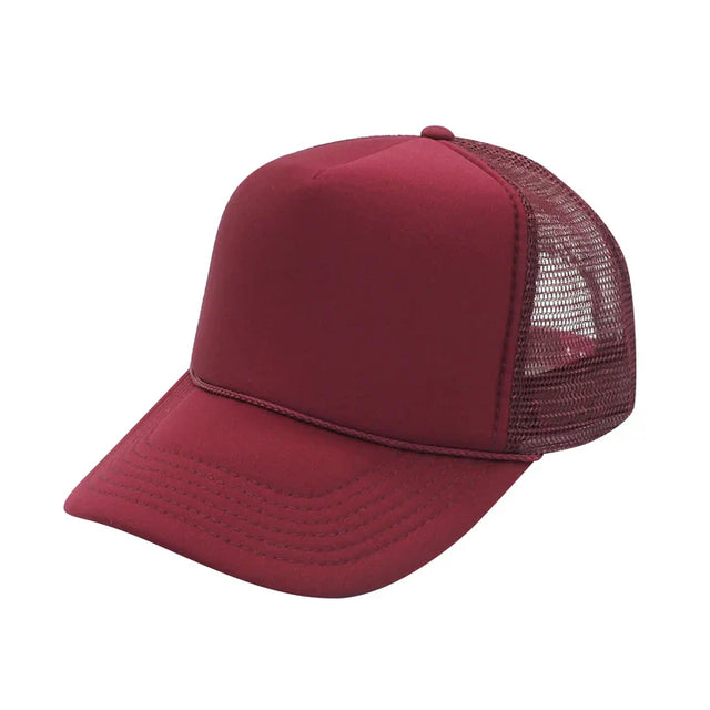 Trucker Hats Caps Fabric - Maroon, Adjustable (1 Unit)