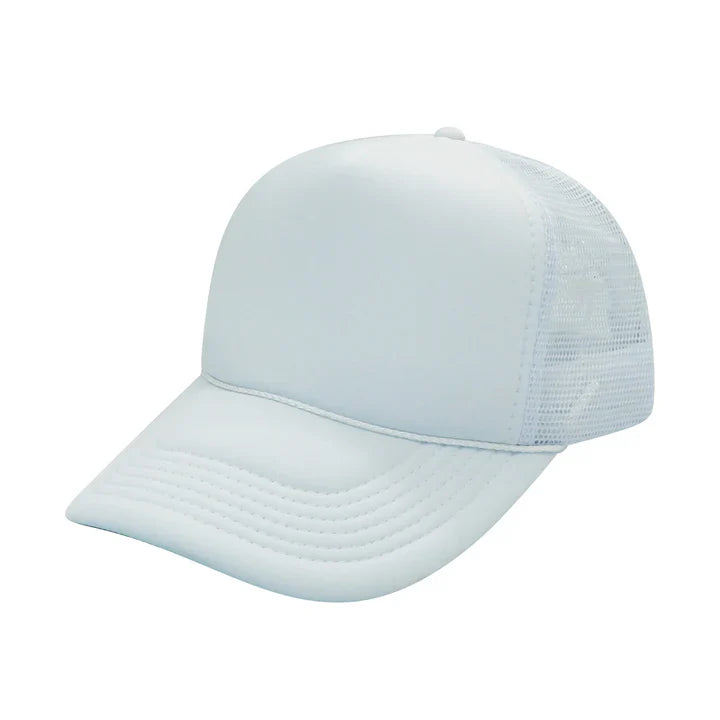 Trucker Hats Caps Fabric - White, Adjustable Size (1 Unit)