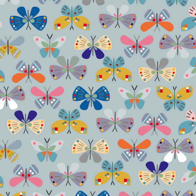Cotton Fabric Blue Butterfly Print 43/44"
