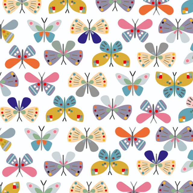 Cotton Fabric White Butterfly 43/44"