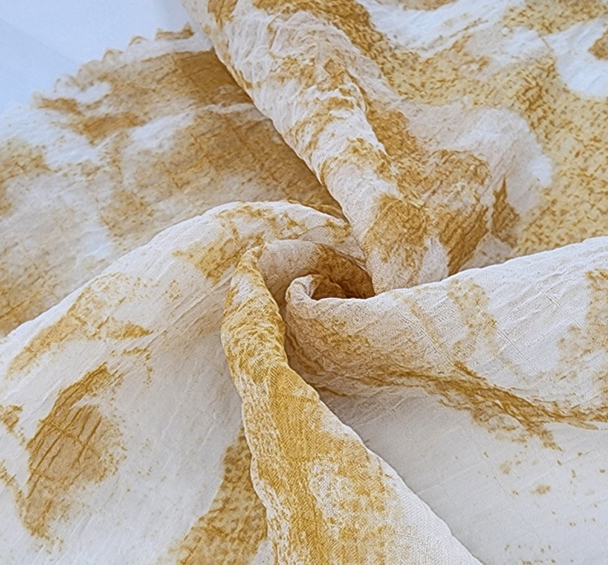 Pale Yellow Sheersucker Chiffon Fabric 57/58" Wide 1 Yard Lightweight Textured Polyester
