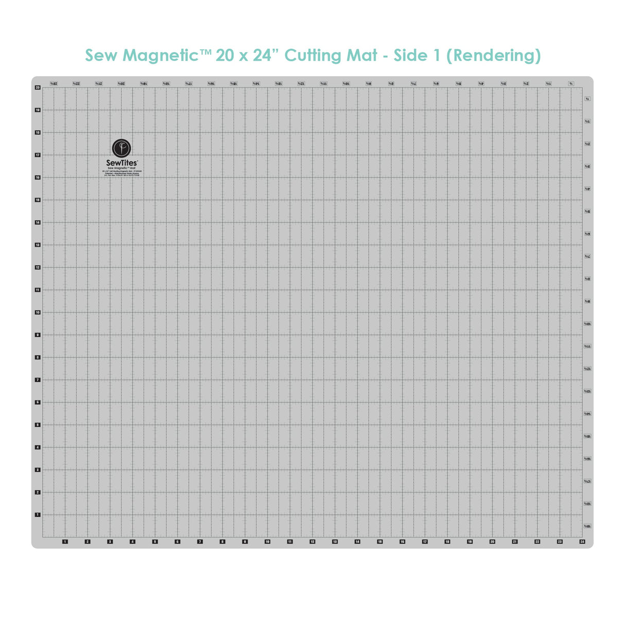 Sew Magnetic Cutting System Magnetic Cutting System - Self-Healing Magnetic Cutting Mat, Acrylic Magnetic Ruler, 20" X 24" Mat, 6.5" X 24" Ruler, Right-Handed System, 12 Magnets (1 Kit)