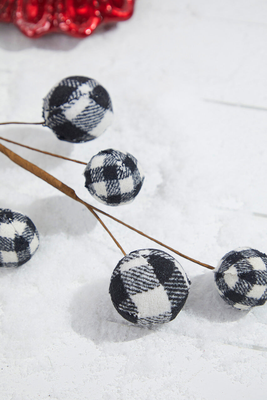 25” Black & White Buffalo Check Plaid Ball Spray