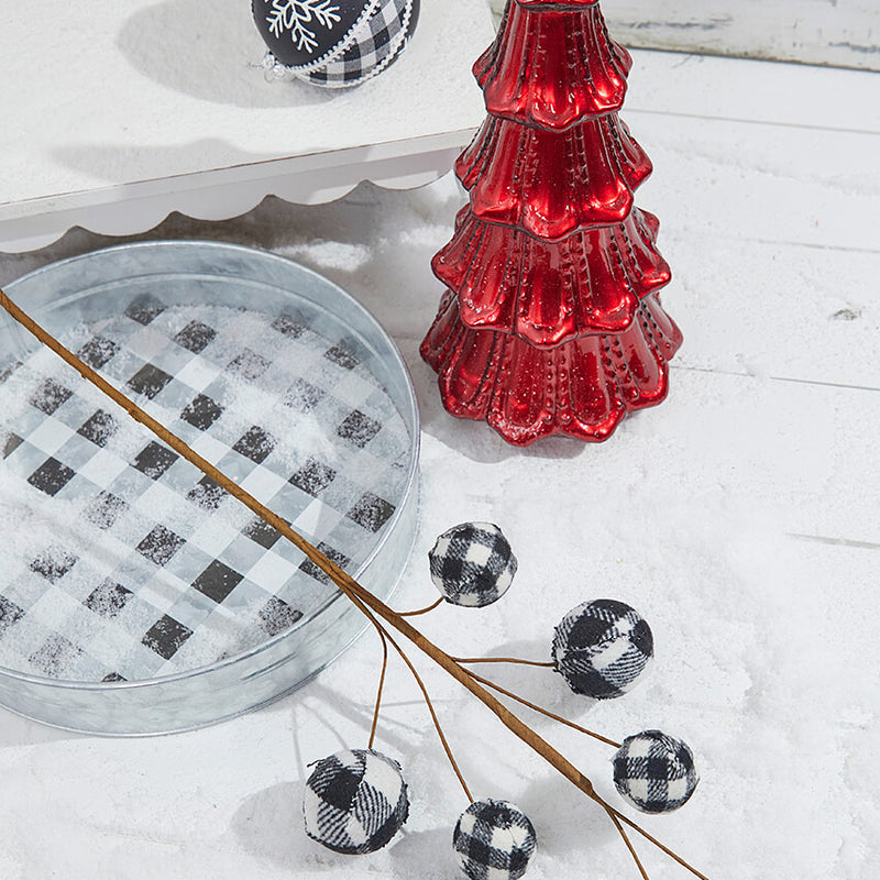 25” Black & White Buffalo Check Plaid Ball Spray