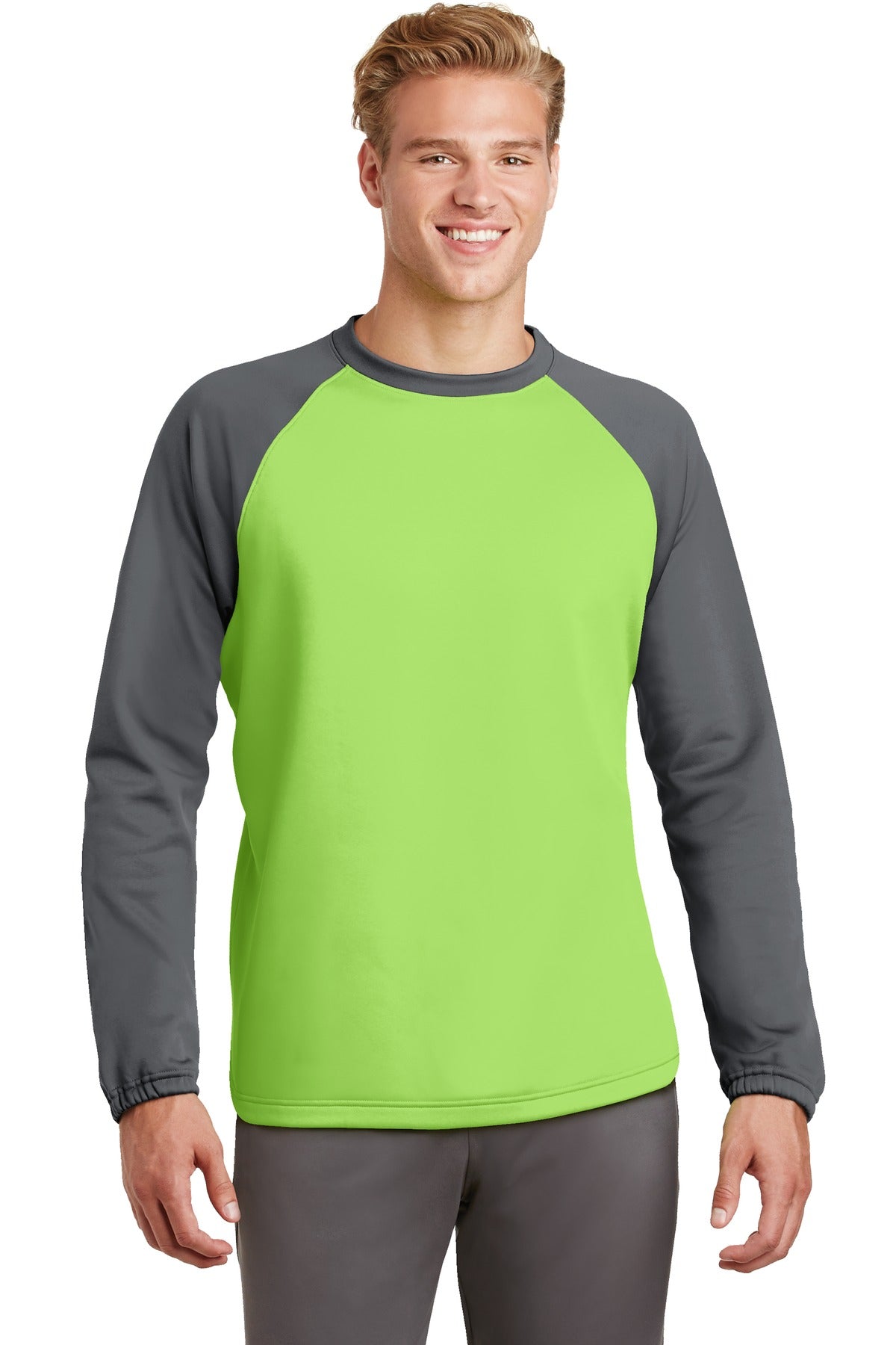 Sport-Tek® Sport-Wick Raglan Colorblock Fleece Crewneck