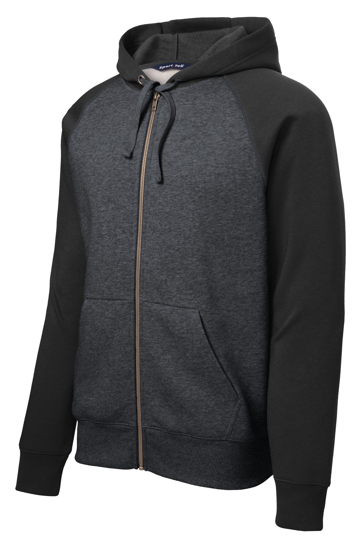 Sport-Tek® Raglan Colorblock Full-Zip Hooded Fleece Jacket