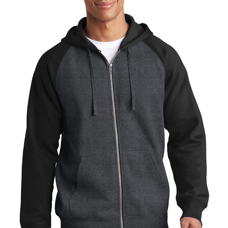 Sport-Tek® Raglan Colorblock Full-Zip Hooded Fleece Jacket