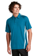 SPORT-TEK MNLJH03 Sport-Tek PosiCharge Micro-Mesh Colorblock Polo in Black/ Red with breathable