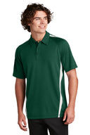 SPORT-TEK MNLJH03 Sport-Tek PosiCharge Micro-Mesh Colorblock Polo in Black/ Red with breathable