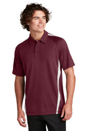 SPORT-TEK MNLJH03 Sport-Tek PosiCharge Micro-Mesh Colorblock Polo in Black/ Red with breathable