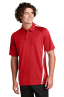 SPORT-TEK MNLJH03 Sport-Tek PosiCharge Micro-Mesh Colorblock Polo in Black/ Red with breathable