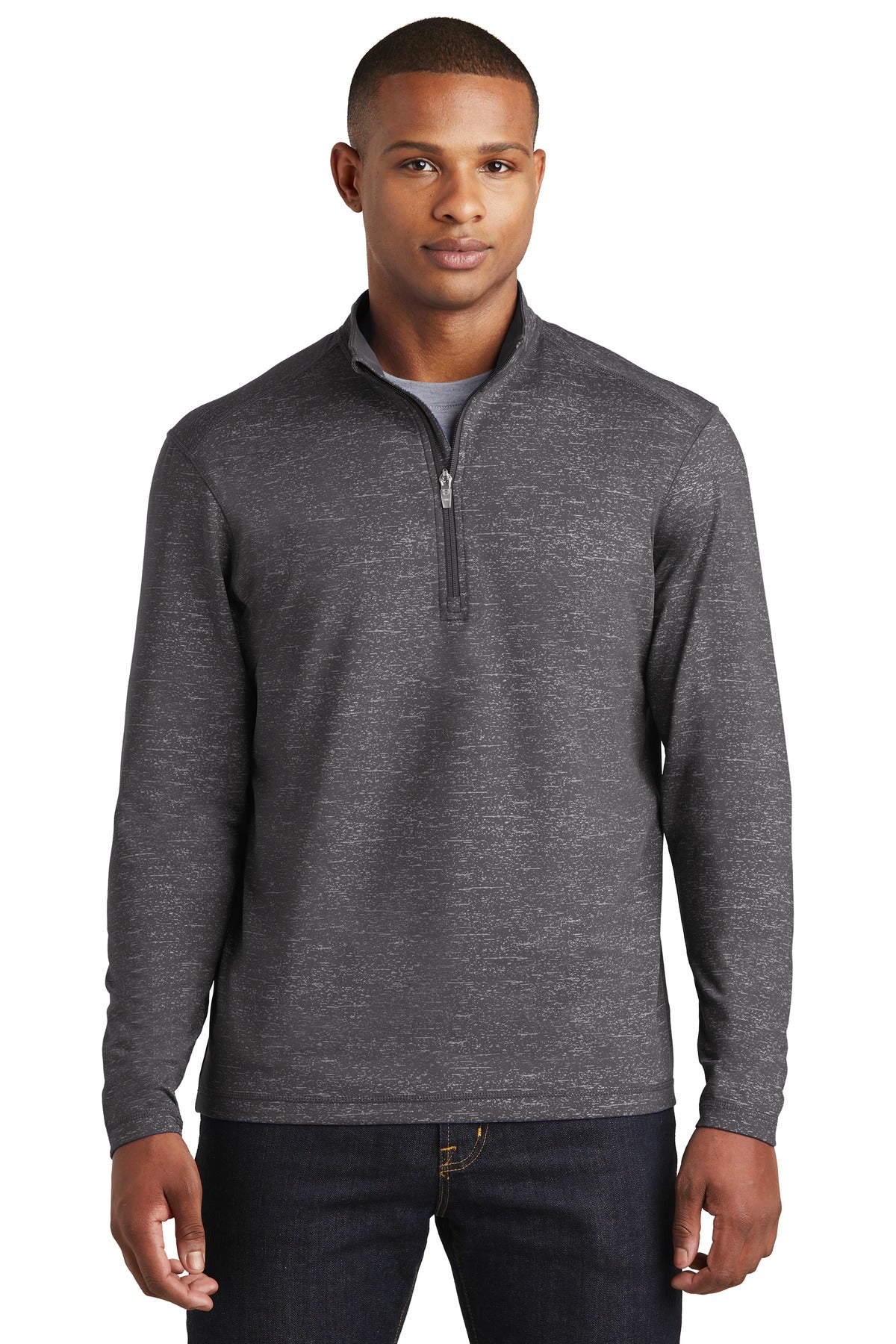 Sport-Tek® Sport-Wick Stretch Reflective Heather 1/2-Zip Pullover