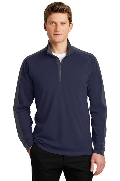 Sport-Tek® Sport-Wick Textured Colorblock 1/4-Zip Pullover