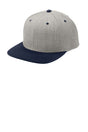 SPORT-TEK STC19 YP Classic Flat Bill Snapback Cap in Black/ Deep Orange