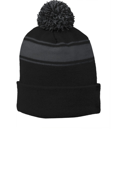 Sport-Tek® Stripe Pom Pom Beanie