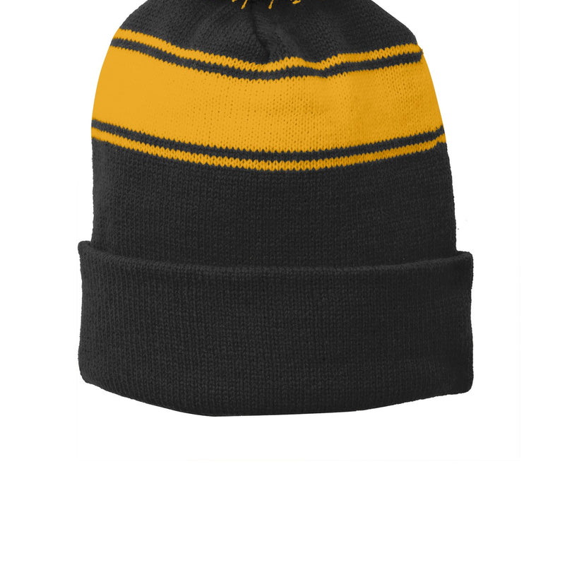 Sport-Tek® স্ট্রাইপ Pom Pom Beanie