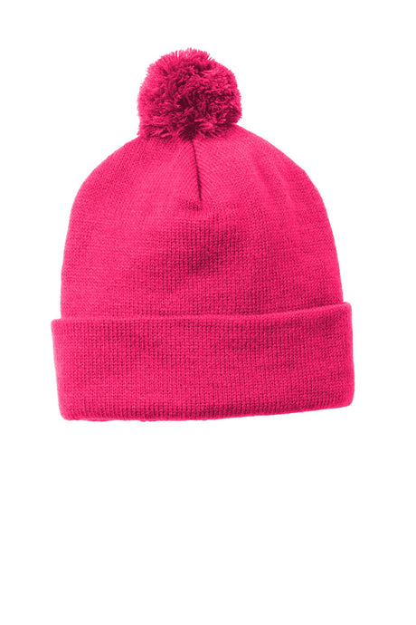 Sport-Tek® Solid Pom Pom Beanie