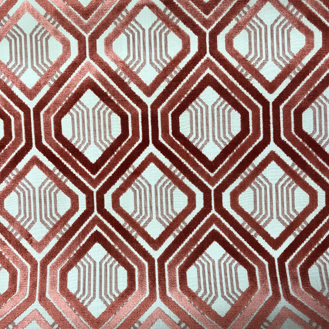 Stefano Cut Velvet Fabric - Geometric Diamond Pattern, 55" Width (1 Yard)