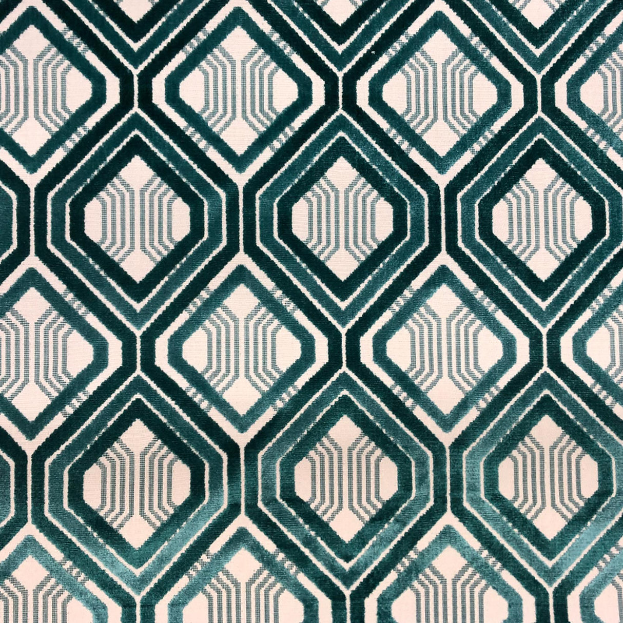 Stefano Cut Velvet Fabric - Geometric Diamond Pattern, 55" Width (1 Yard)