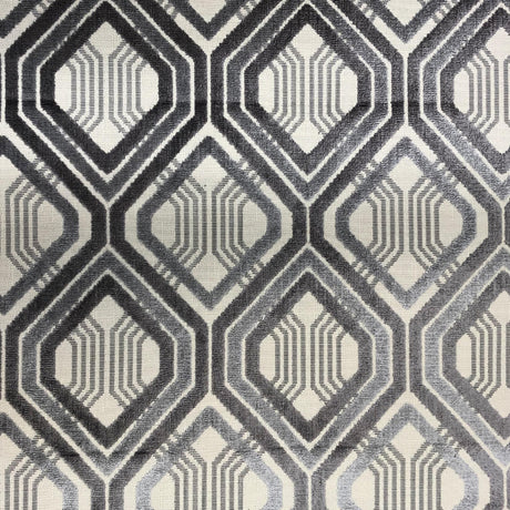Stefano Cut Velvet Fabric - Geometric Diamond Pattern, 55" Width (1 Yard)