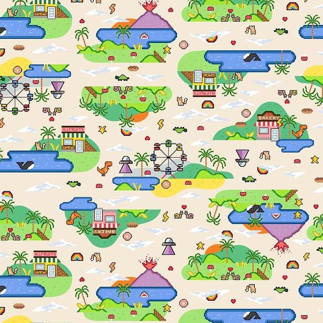 Cotton Game Over Fabric 44/45" Sand