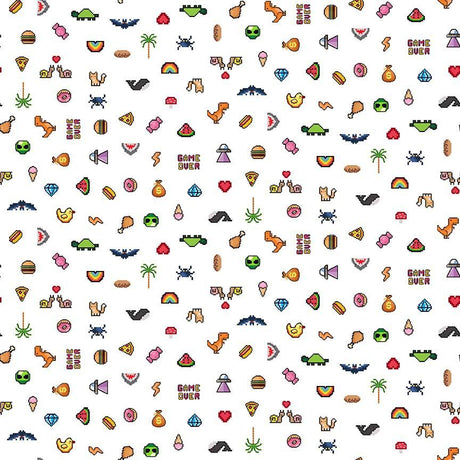 Cotton Fabric Level Up 44/45" White