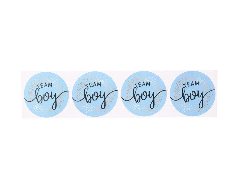 2" Round Blue / Gold "Team Boy" Baby Shower Gender Reveal Stickers - Pack of 48