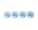 2" Round Blue / Gold "Team Boy" Baby Shower Gender Reveal Stickers - Pack of 48