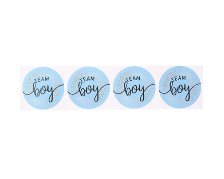 2" Round Blue / Gold "Team Boy" Baby Shower Gender Reveal Stickers - Pack of 48
