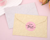 2" Round Pink / Gold "Team Girl" Baby Shower Gender Reveal Stickers - Pack of 48