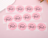 2" Round Pink / Gold "Team Girl" Baby Shower Gender Reveal Stickers - Pack of 48