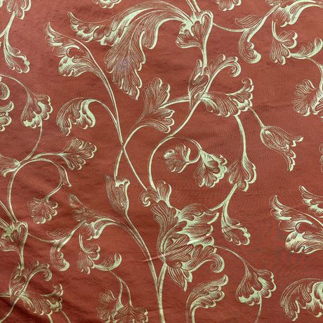 Stolvi Floral Print Jacquard Silk Fabric - Barnacle, Black, Brown, Claret, Fire, 54" Width (1 Yard)