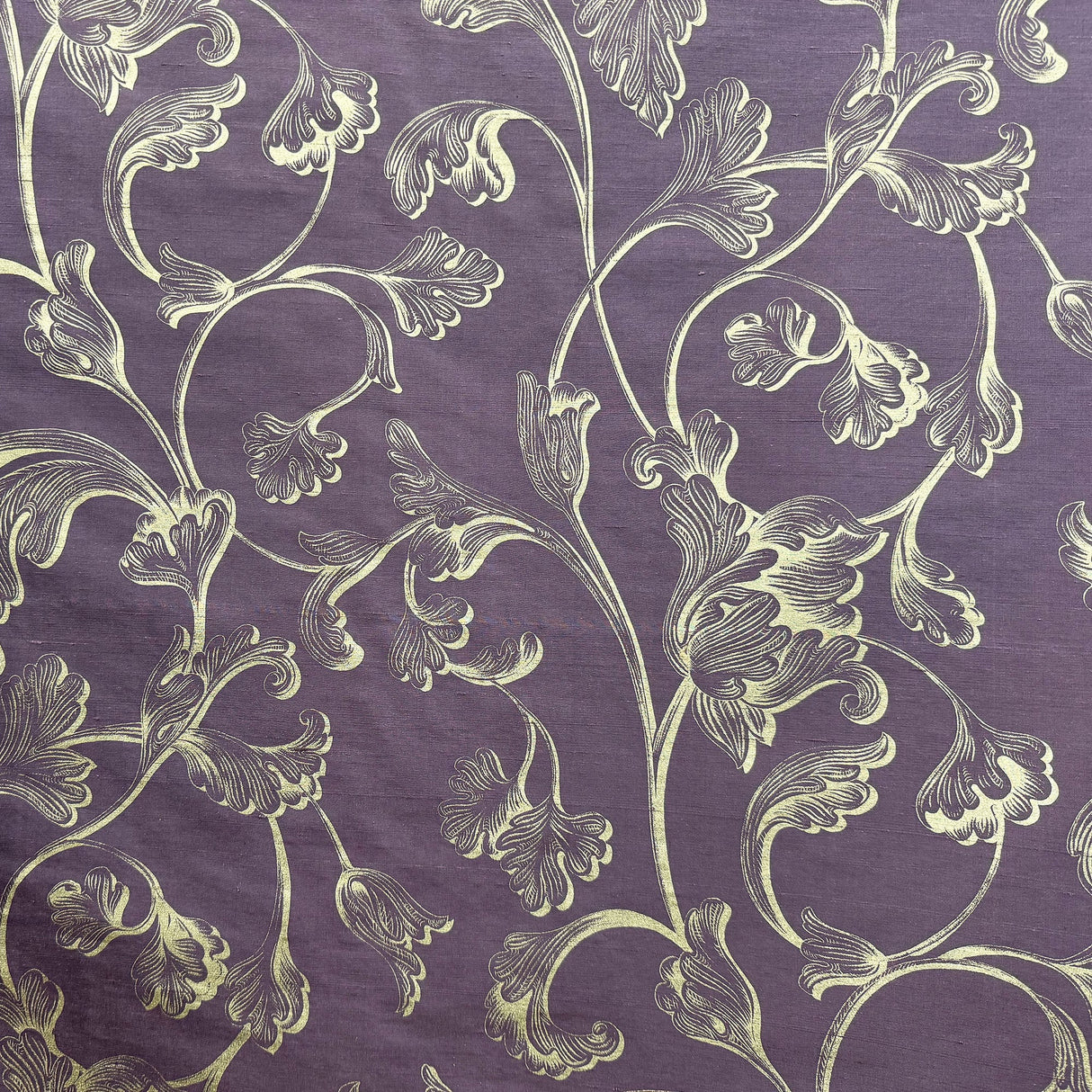 Stolvi Floral Print Jacquard Silk Fabric - Barnacle, Black, Brown, Claret, Fire, 54" Width (1 Yard)