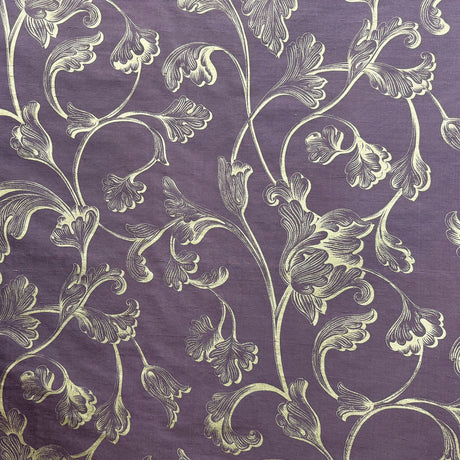 Stolvi Floral Print Jacquard Silk Fabric - Barnacle, Black, Brown, Claret, Fire, 54" Width (1 Yard)