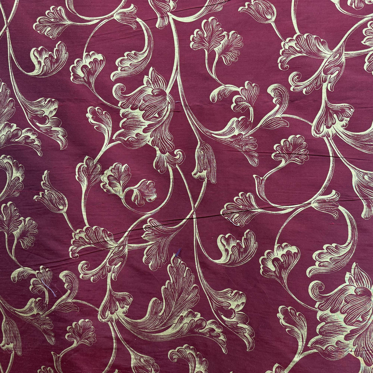 Stolvi Floral Print Jacquard Silk Fabric - Barnacle, Black, Brown, Claret, Fire, 54" Width (1 Yard)