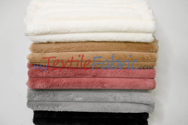 Striped Rabbit Fur 100 Percent Polyester Fabric - Striped Faux Rabbit Fur, 64/66" Width (1 Yard)